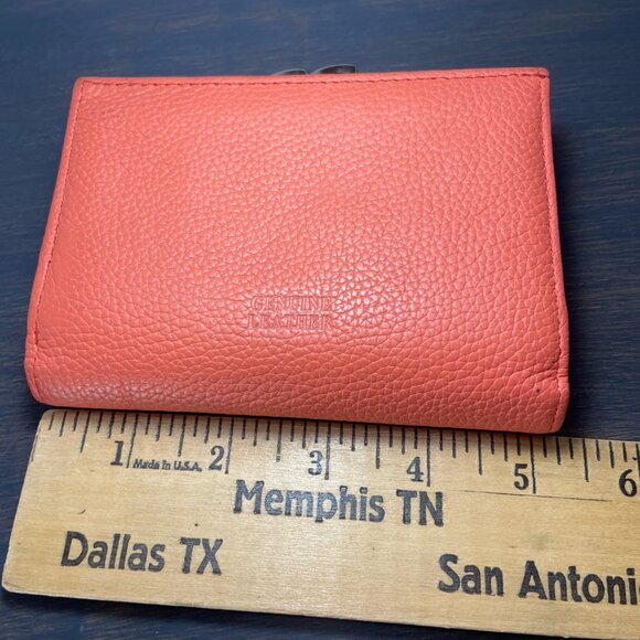 Coral Genuine Leather Wallet Organizer w/ Coin Clasp - Picture 2 of 9